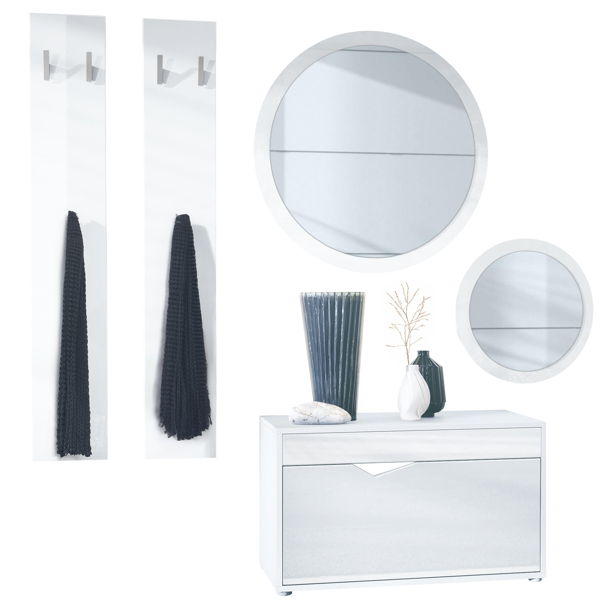 Vladon Garderobe Weiß Hochglanz 200x200x33 cm