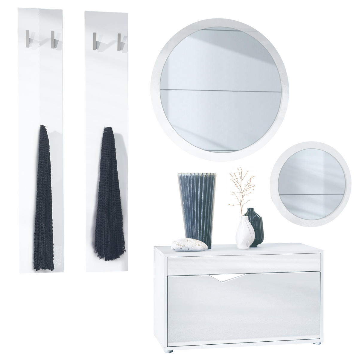 GARDEROBE Espoo Weiß Hochglanz - Weiß Hochglanz, Holzwerkstoff (200/200/33cm) - Vladon