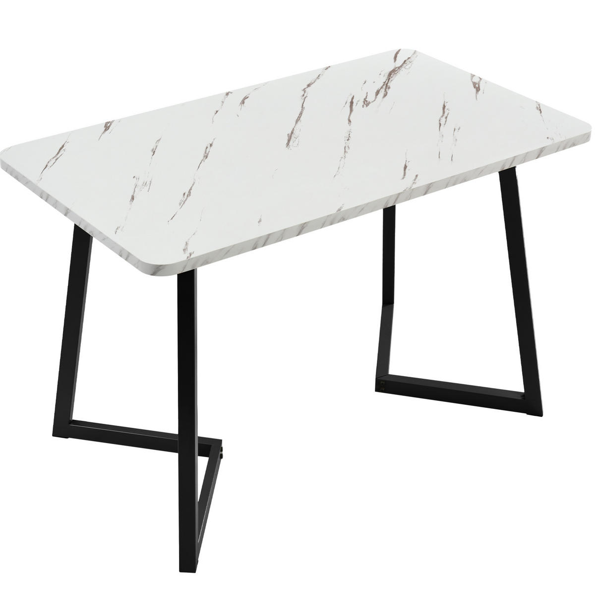 ESSTISCH MDF in Marmoroptik mit Metallgestell, 117/68/75 cm, Weiß/Schwarz - Schwarz, Holzwerkstoff (117/68/75cm) - Redom