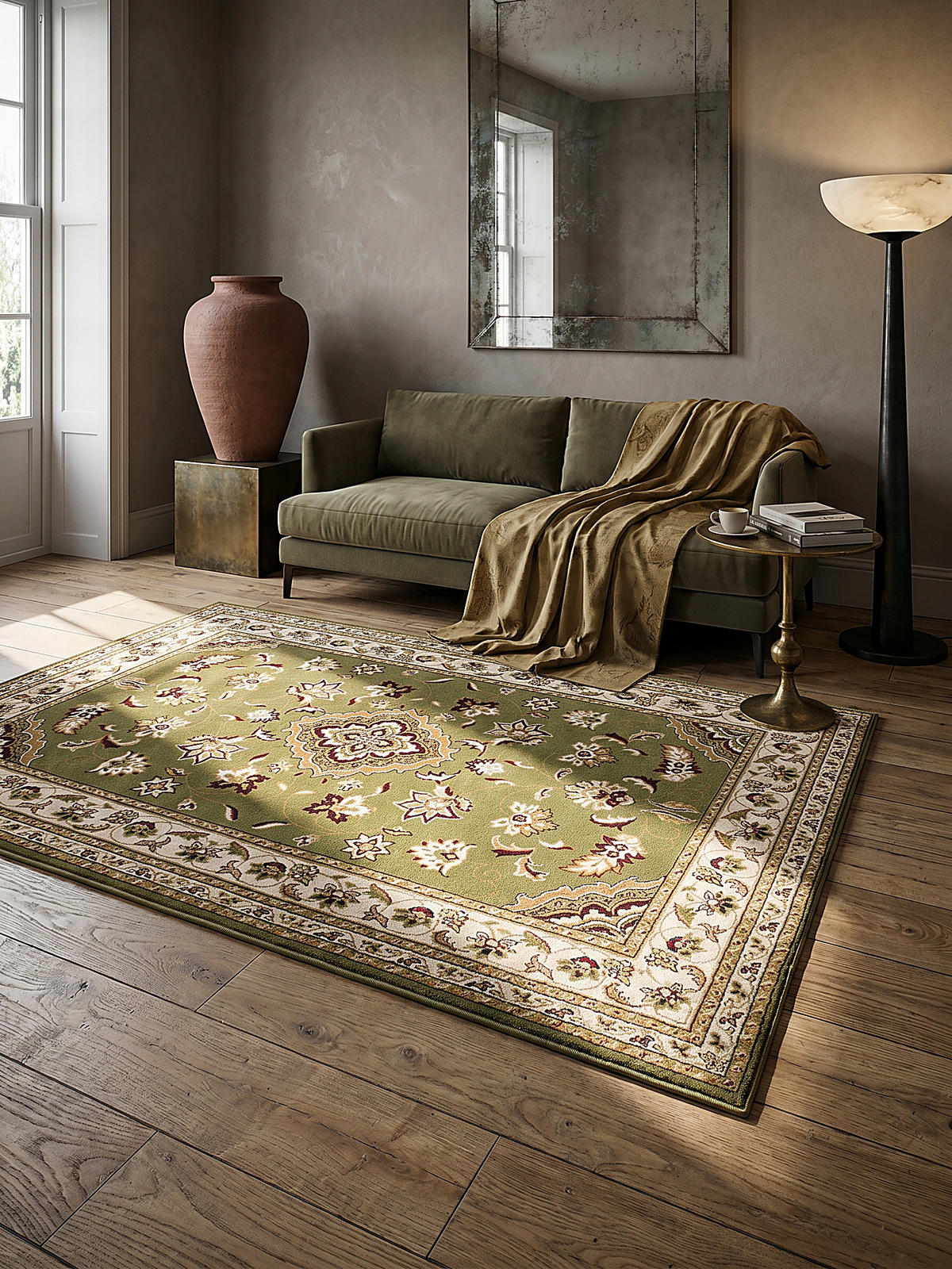 TEPPICH GLAZERT, klassisch-floral, Grün, 200 x 290 cm - Grün, Textil (200/290cm) - KADIMA DESIGN