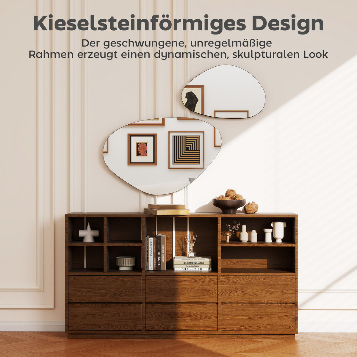 WANDSPIEGEL 2er-Set 70x46 cm, 49,5x31 cm Fenster Spiegel mit Metallrahmen - Schwarz, Glas/Metall (46/2.5/70cm) - HOMCOM