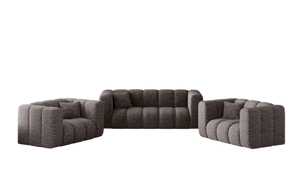 COUCHGARNITUR 2+1+1 Serie Grand Stilvol Stoff Haga Graphit - Graphitfarben, Holz (197/70/91cm) - Kaiser Möbel