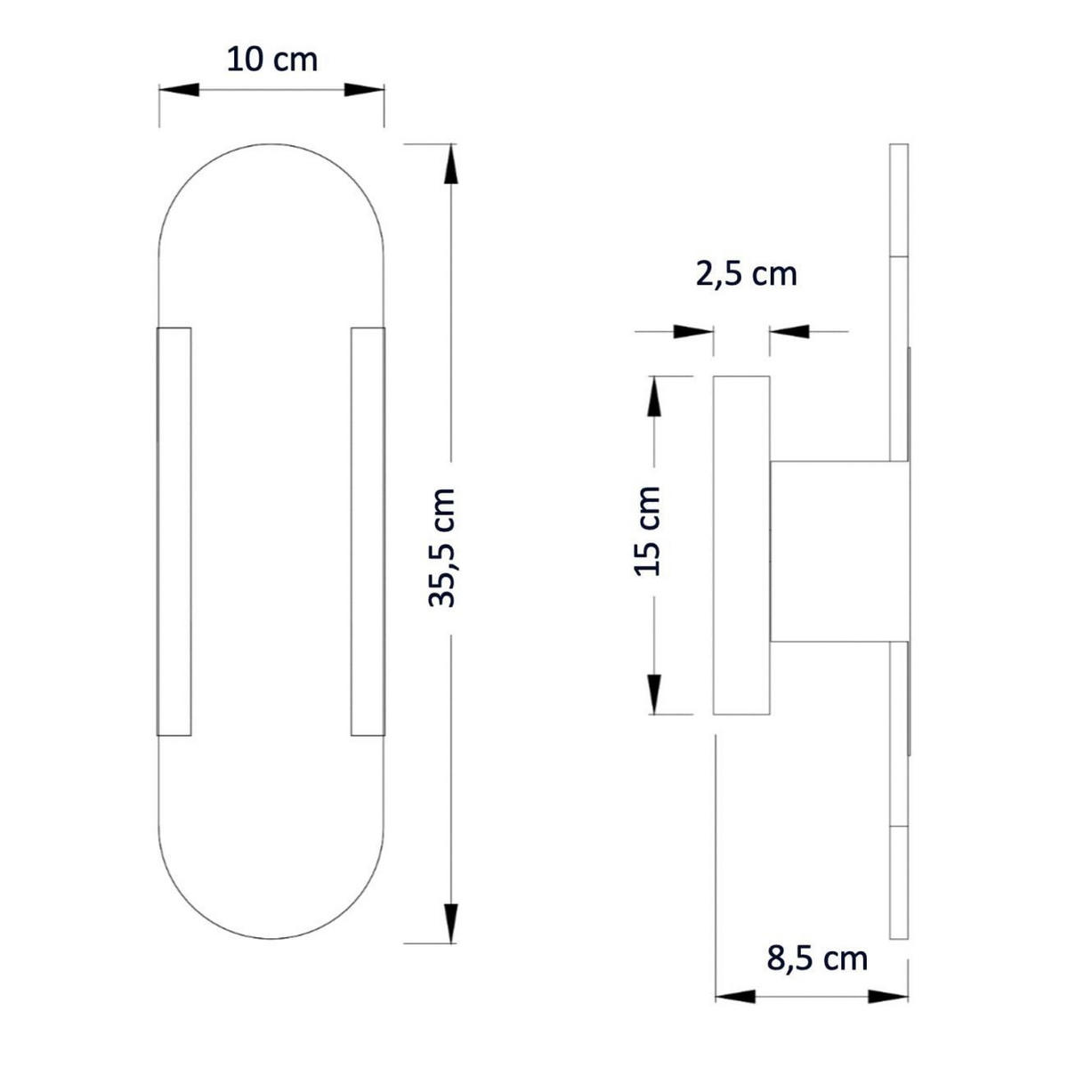 WANDLEUCHTE Enola, Schwarz und weiß, 35.5cm - Weiß, Metall (10/35.5/8cm) - KOSILUM