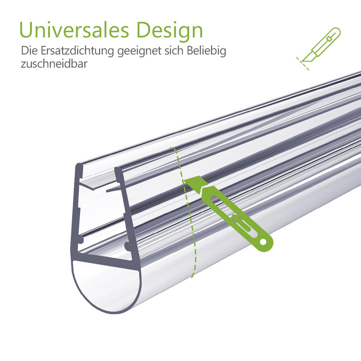 DUSCHDICHTUNG 100 cm für Duschtüren 7–8 mm transparent zuschneidbar - Transparent, Kunststoff (100/2cm) - S'AFIELINA