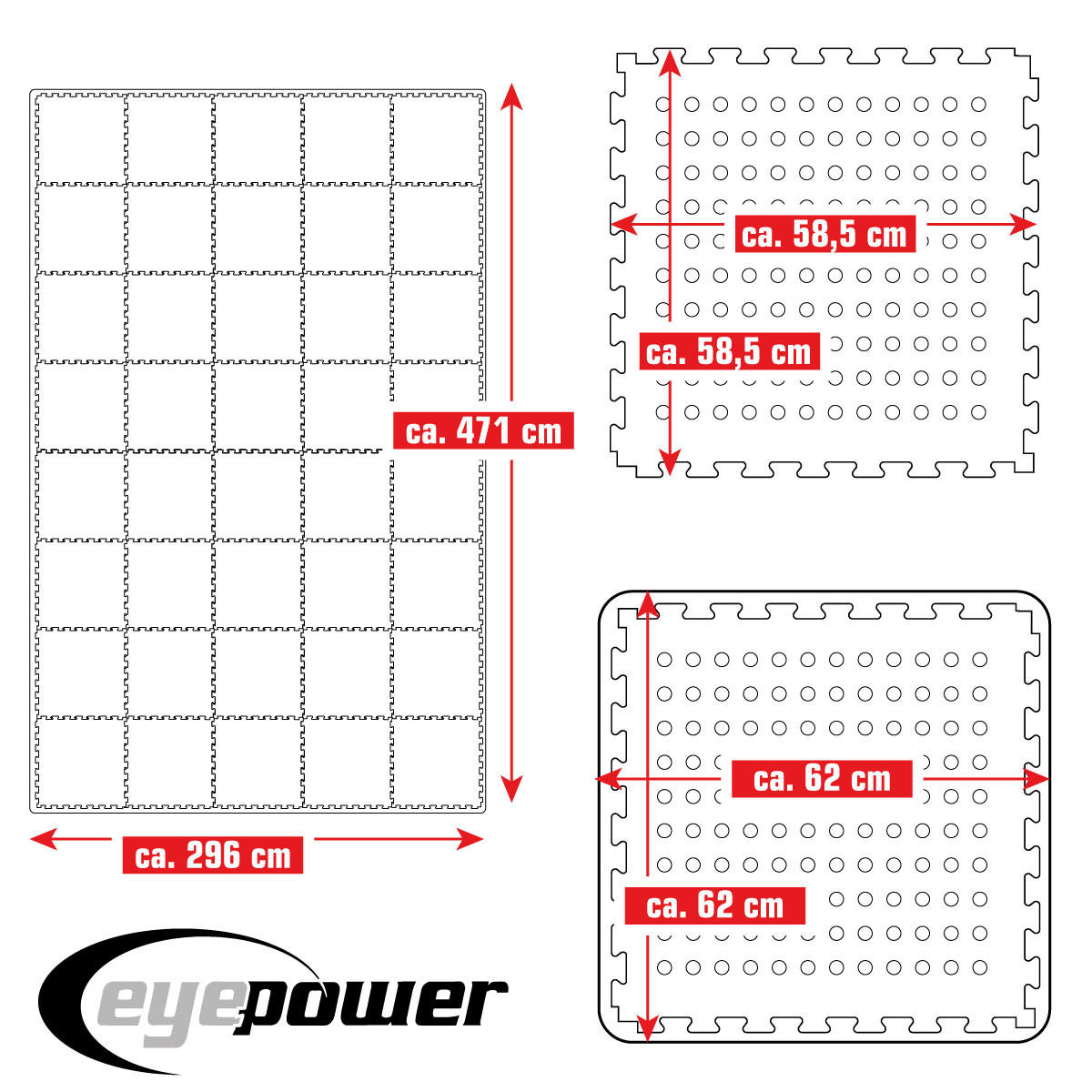 POOLMATTEN 13,9m² 40 EVA Matten 62 cm Grün - Grün, Kunststoff (62/62cm) - eyepower