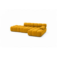 ECKSOFA L-Form Modular Mit Hocker, Veloursstoff Salvador, Gelb, Rechts, Selia - Gelb, Holz (285/160cm) - Kaiser Möbel