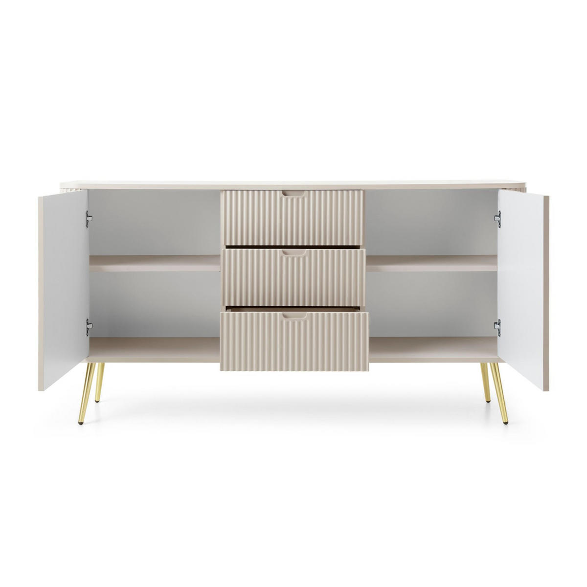 SIDEBOARD Zova Greige mit goldenen Beinen 168 cm - Taupe/Goldfarben, Holzwerkstoff/Metall (168/87/39cm) - Selsey