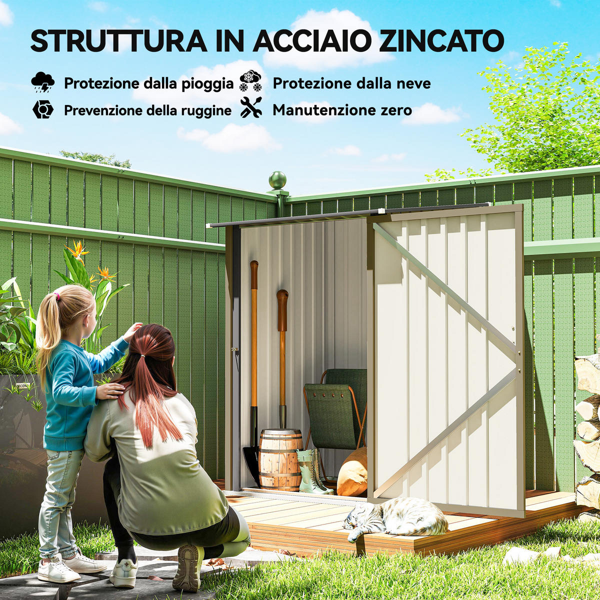GARTENHAUS aus verzinktem Stahl mit Tür, , und 100 x 104 x 160 cm ,braun - Braun, Metall (100/160/104cm) - Vallsero