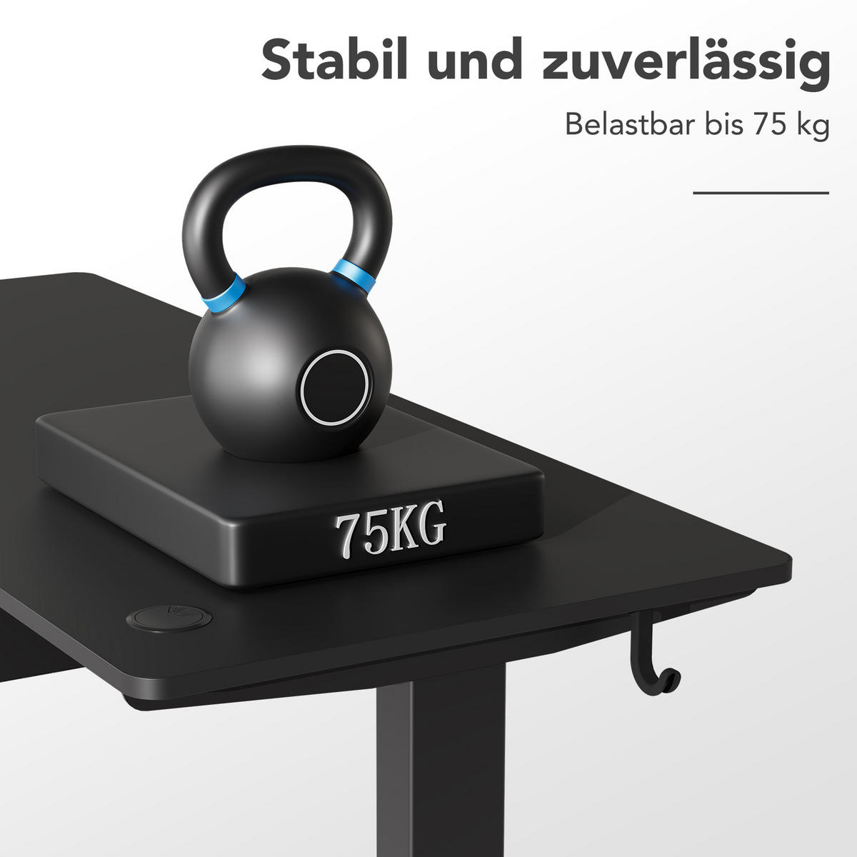 SCHREIBTISCH elektrisch höhenverstellbar 80 x 160 cm, mit Memory- und Kollisionsschutzfunktion - Schwarz, Metall (160/80/117cm) - HOMAVO