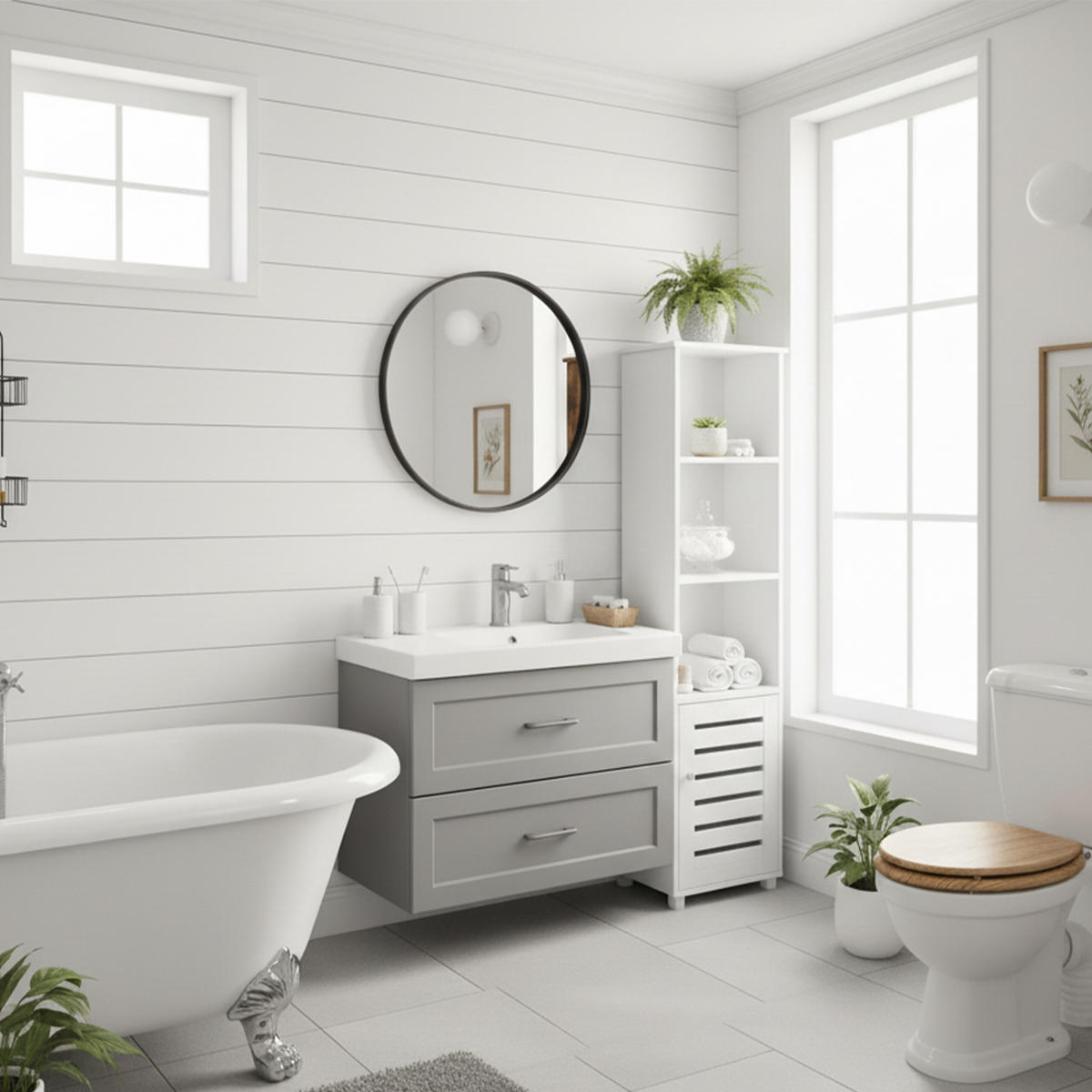 KOUPELNOVÝ skříň - bílá, kompozitní dřevo/plast (30/167/40cm) - Relaxdays