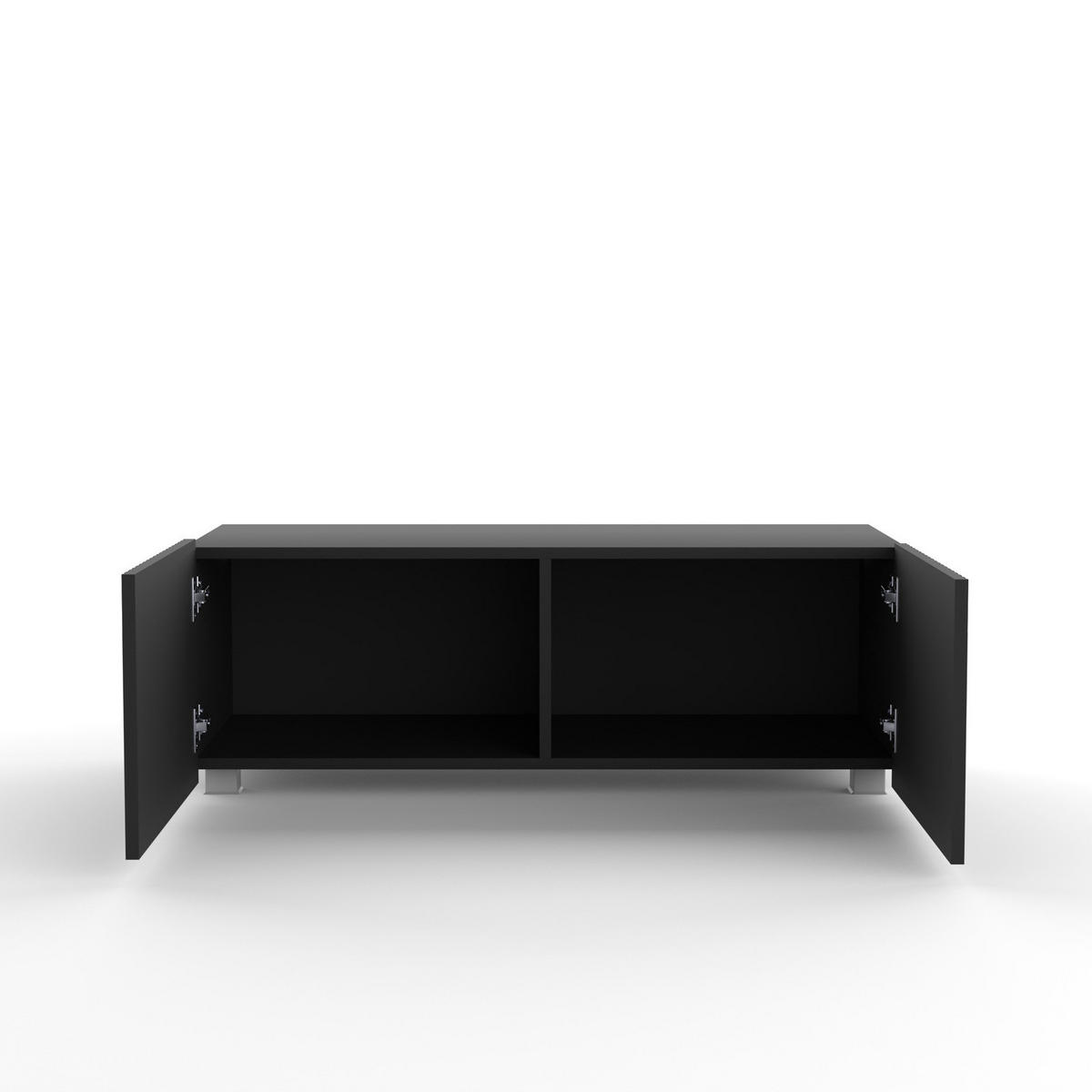 TV-LOWBOARD Kolder 100 cm Schwarz mit geriffelten Fronten - Silberfarben/Schwarz, Holzwerkstoff/Kunststoff (100/38/43cm) - Ravio