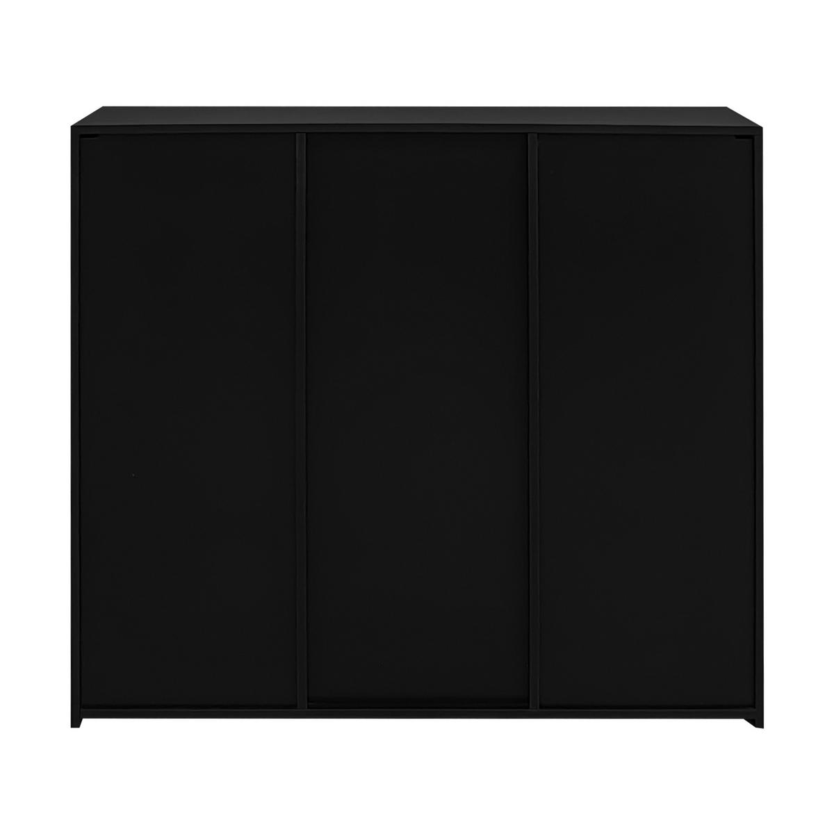 BUFFET DE-37651 95/35/83 cm mit Hochglanz-Front und Glasregalen Schwarz - Schwarz, Holzwerkstoff (95/83/35cm) - ComfortXL
