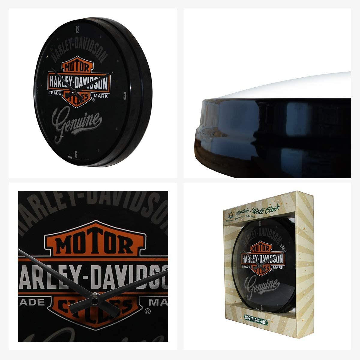 WANDUHR 31 cm Harley-Davidson Genuine - Dunkelorange/Schwarz, Metall (31/31/5cm) - Nostalgic-Art
