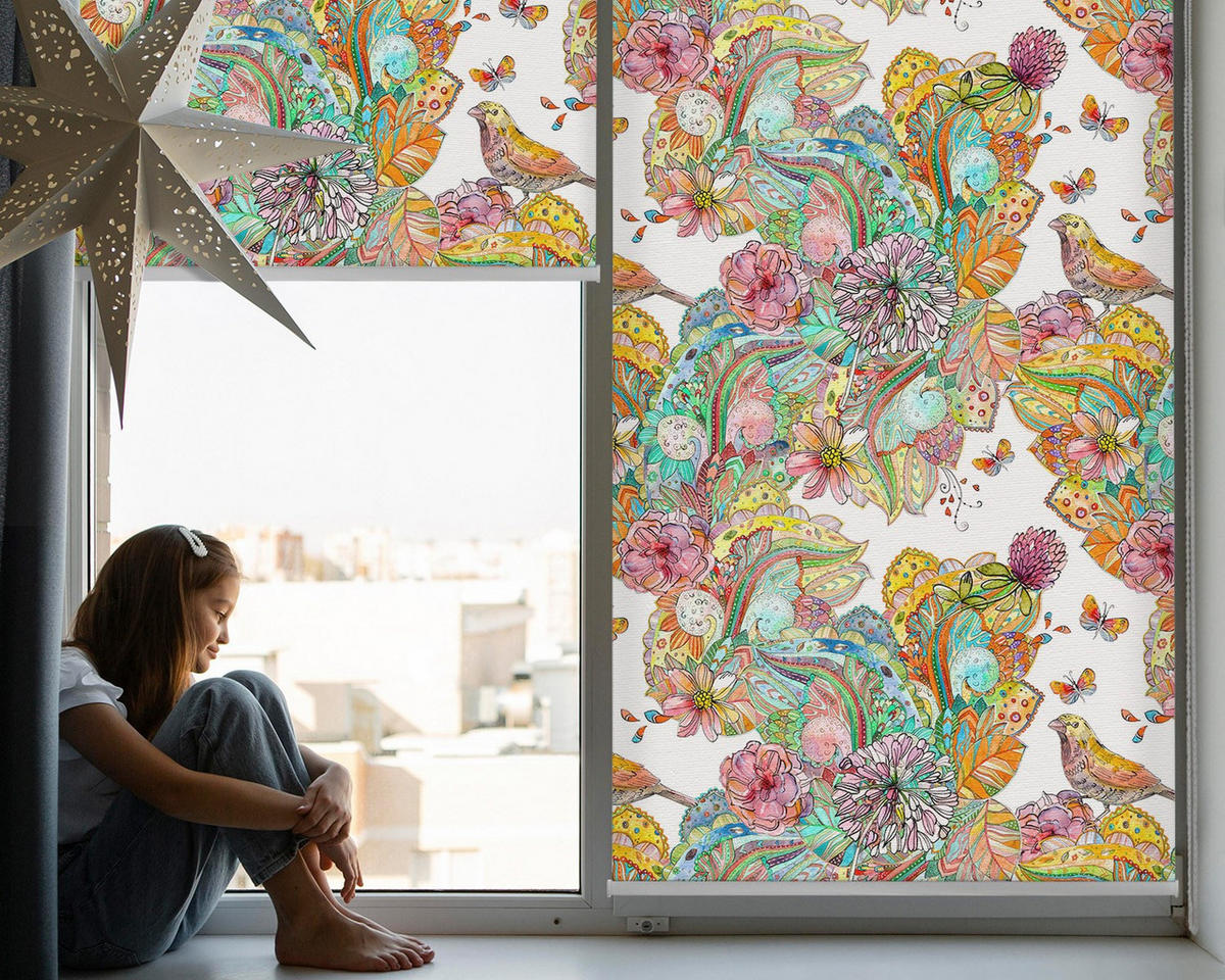 VNÚTORNÁ roleta - okenná roleta - roleta - 110x140 cm - Farebný vzor prírody - žltá, plast (110/140/0.5cm) - TULUP