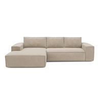 ECKSOFA LINKS Samt Beige 302cm - Beige, Textil (165/302cm) - Sia Home