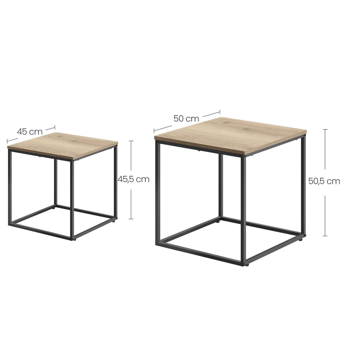 COUCHTISCH 2er Set quadratisch - Sonoma Eiche, Holzwerkstoff (50/50/50.5cm) - Mat-Haus