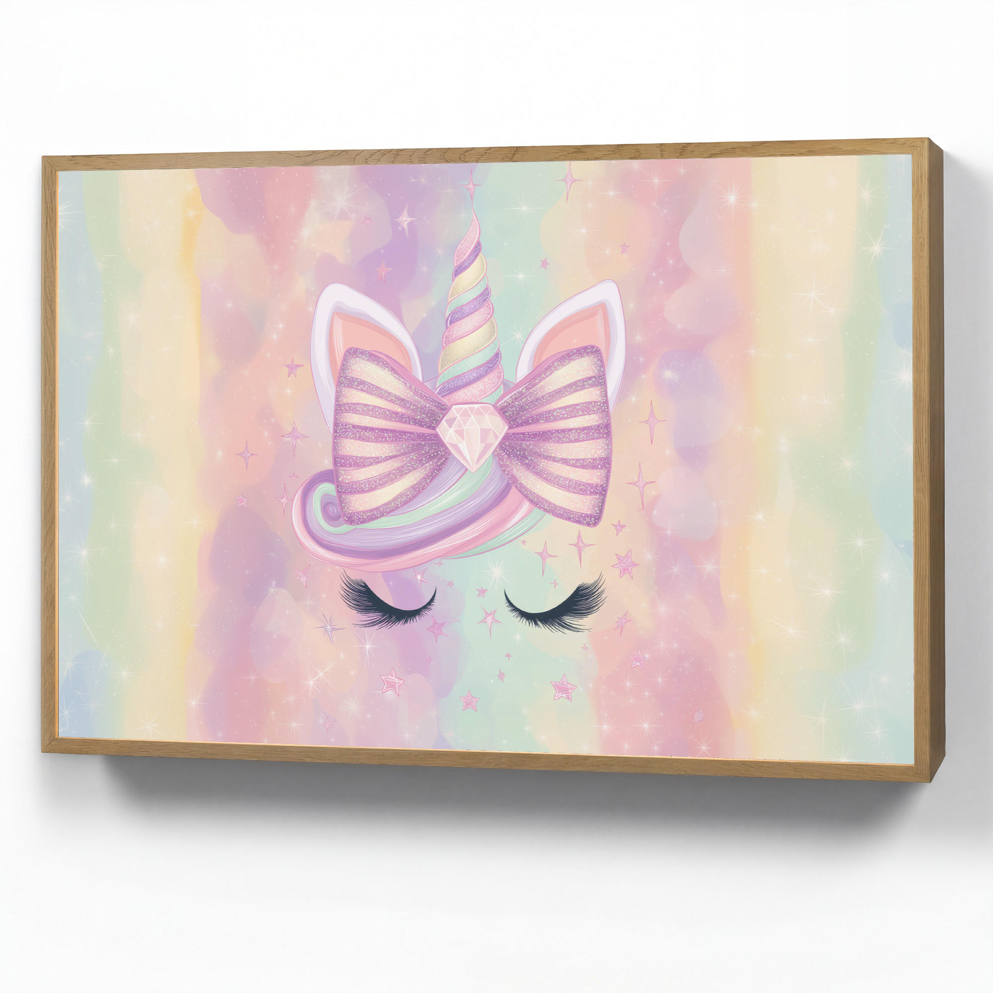 NACHTTISCHLAMPE MIT AKKU Einhorn - Glitzer - Regenbogen - Pastell 100x70 cm - Hellrosa, Holzwerkstoff (8/100/70cm) - OnlyWow