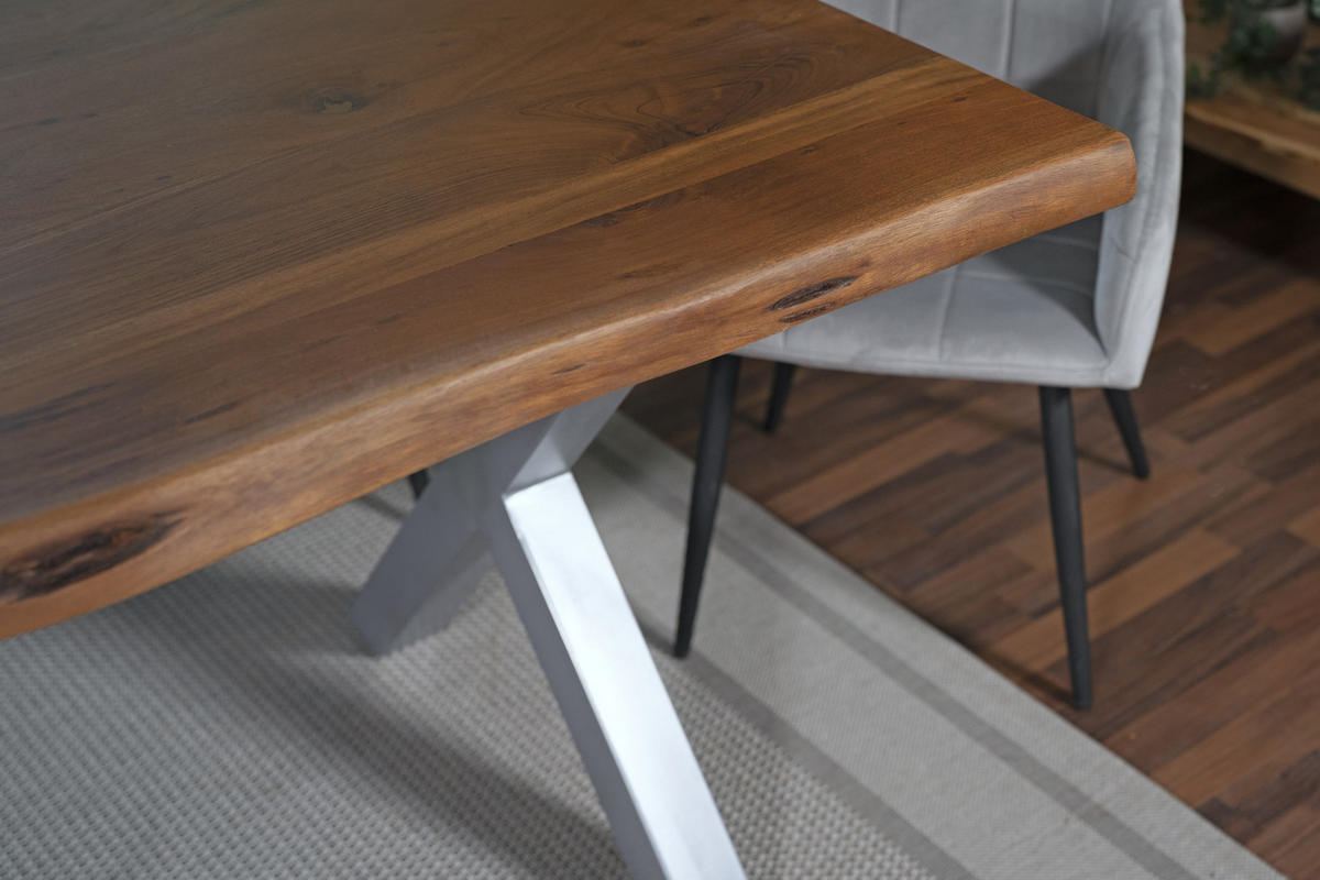 ESSTISCH CALI - Silberfarben/Braun, Holz/Metall (100/200/77cm) - SAM