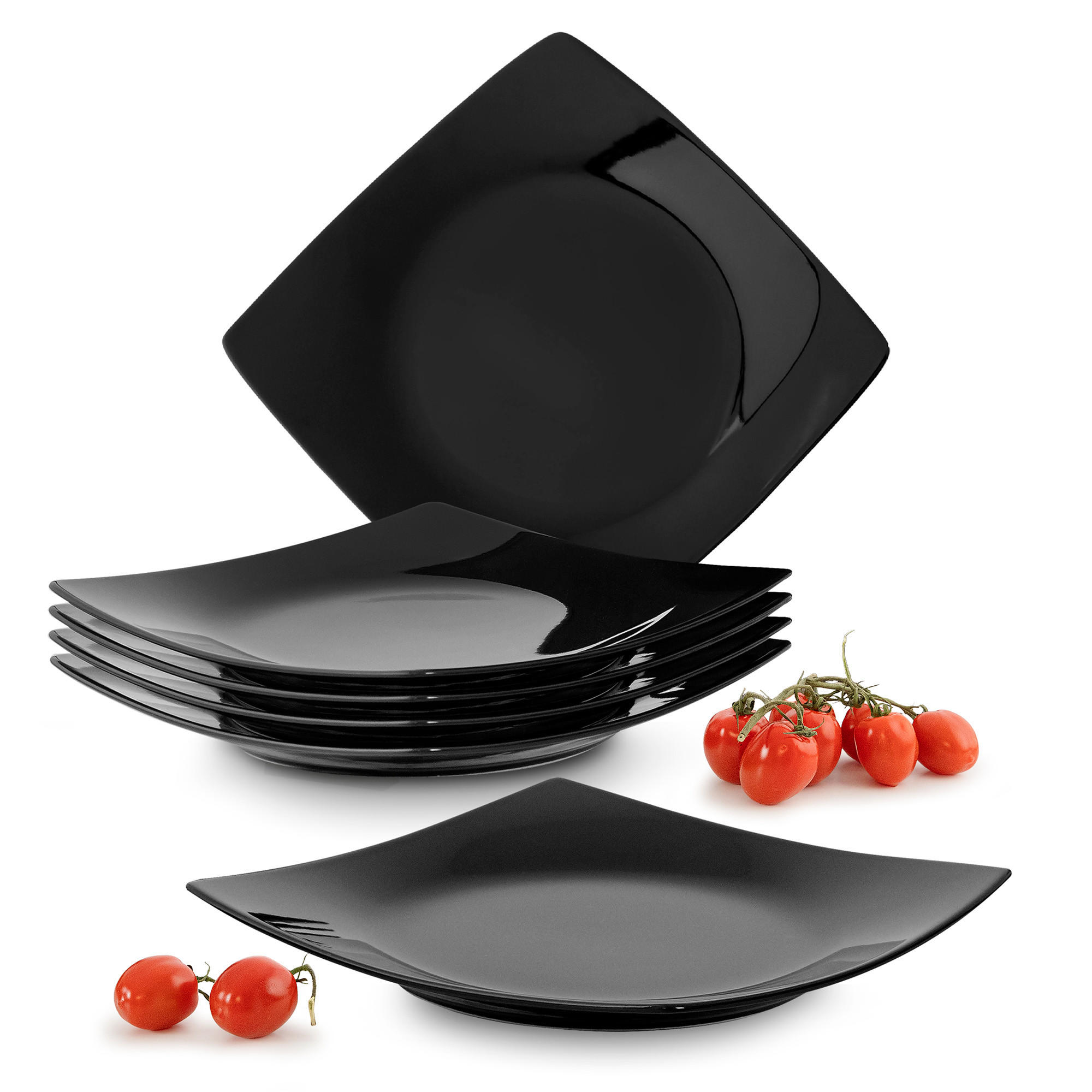 Konsimo® Tellerset Schwarz Hochglanz