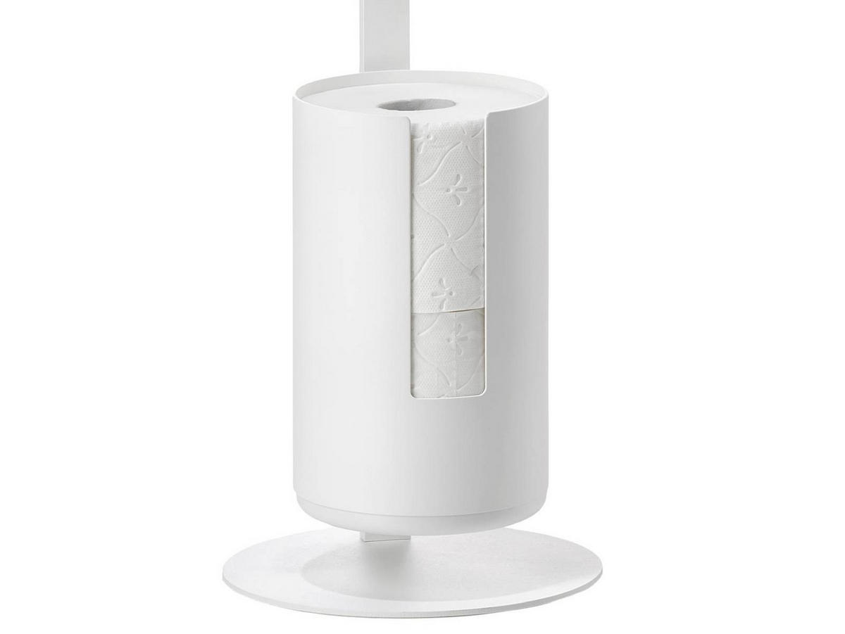 TOILETTENPAPIERHALTER Rim weiß 70/20/20 cm freistehend - Weiß, Metall (13/13/21cm) - Zone Denmark