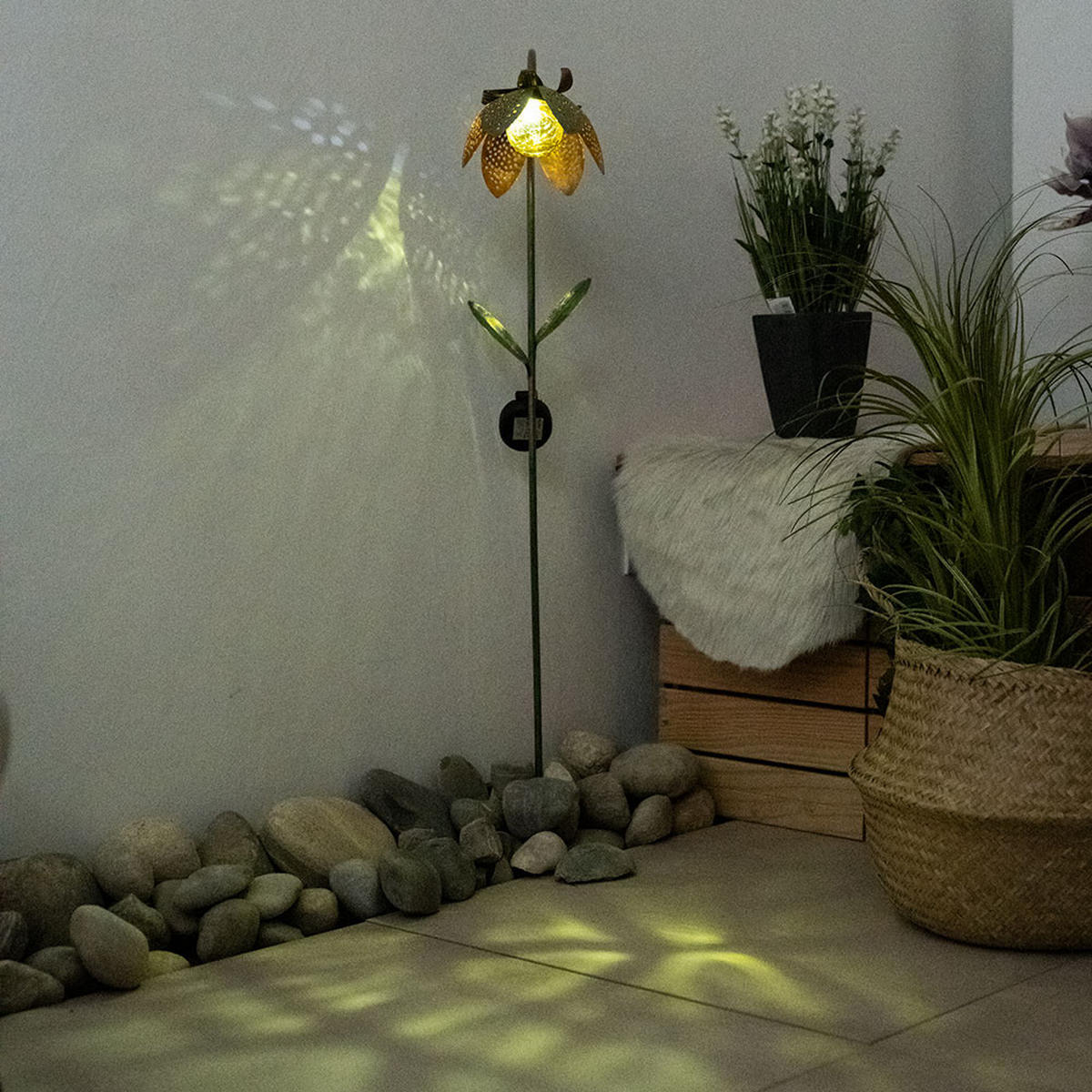 LED AUSSENLEUCHTE Blume Gold Crackle-Glas - Goldfarben, Glas (25/15/90cm) - Globo Lighting