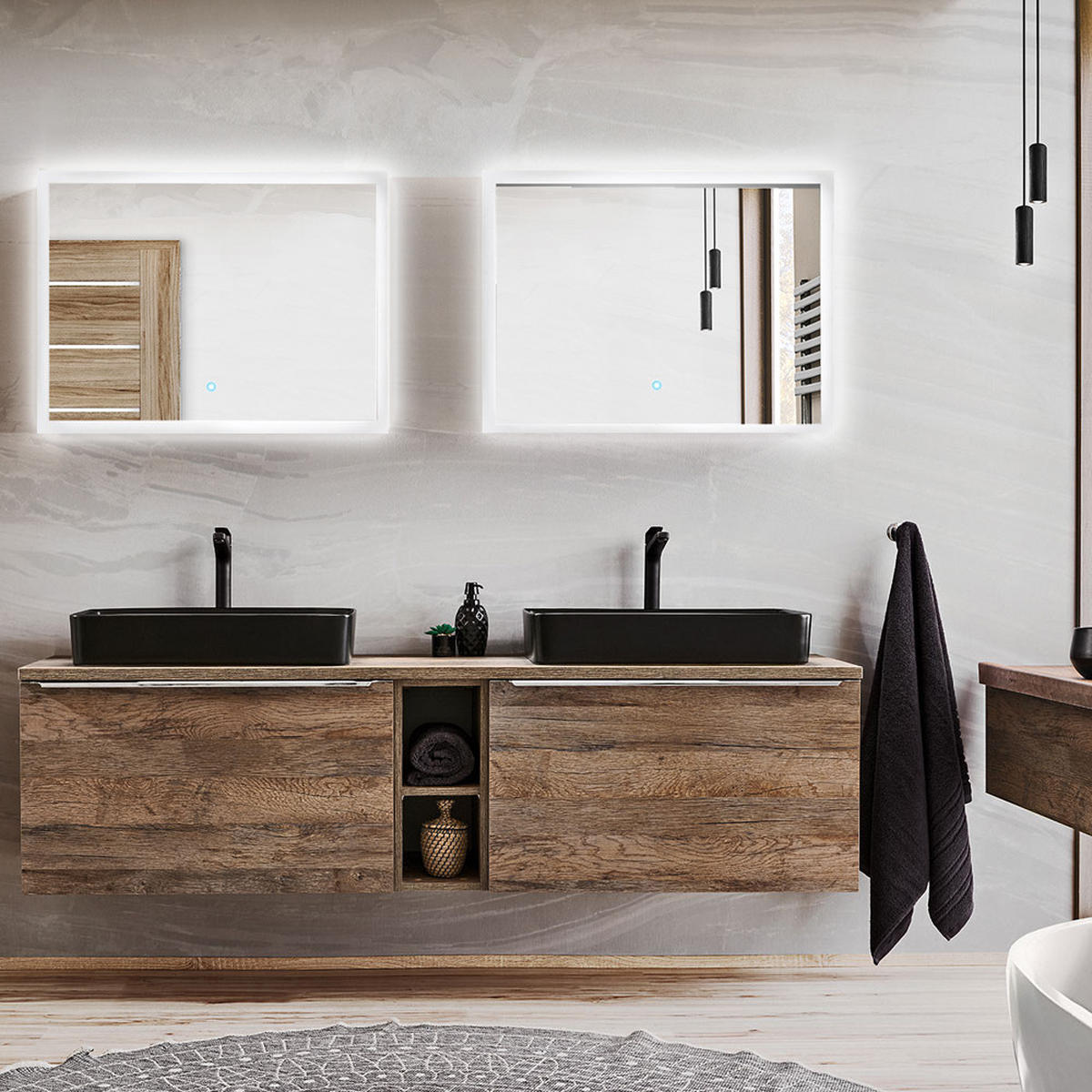 BADMÖBEL-SET 8-TLG. Puebla-56 - Braun, Holzwerkstoff (180/200/46cm) - Lomado