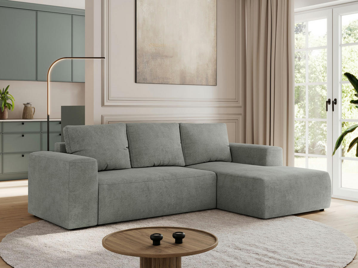 ECKSOFA TRENTINO L Grau Stukture - Rechts - Schwarz/Grau, Textil (164/266cm) - MKS