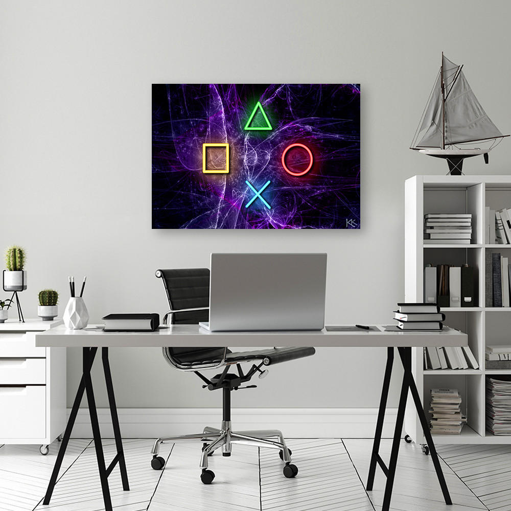 WANDBILD für gamers spielkonsole - Lila, Textil (60/40cm) - Feeby