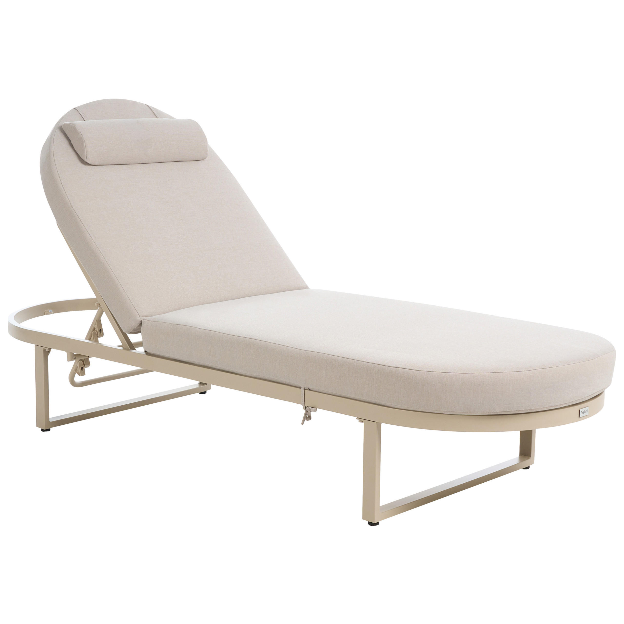 ȘEZLONG cu pernă metal bej Roncolo - bej/negru, metal (128/40/70cm) - Beliani