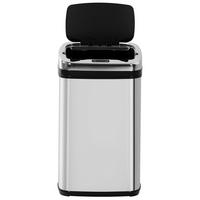 MÜLLEIMER 30L mit Sensor 33/58/25 cm Edelstahl Silber-Schwarz AUTOMATISCHER DECKEL Küche - Silberfarben, Metall (25/58/33cm) - Rolipo