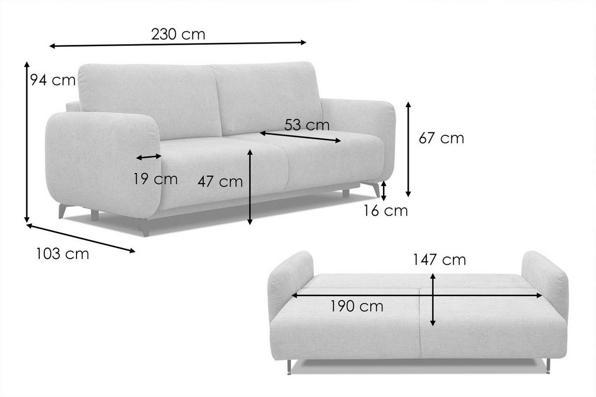 SOFA DRAKE 3-Sitzer mit Schlaffunktion, dunkelgrau - Dunkelgrau/Braun, Holz/Textil (232/90/107cm) - Courtois Laville