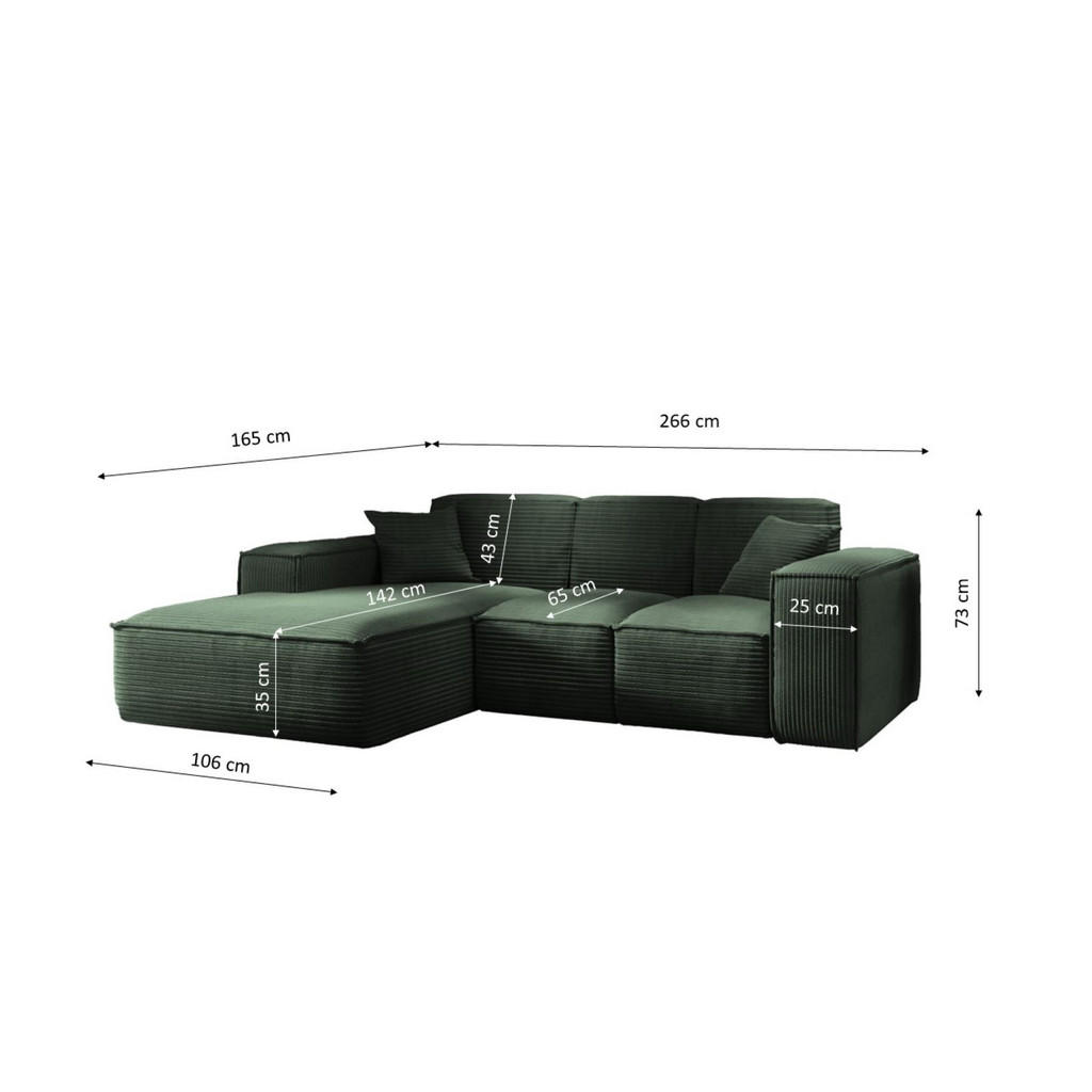 Thumbnail - Kaiser Möbel Ecksofa, Grün, Textil, L-Form,L-Form, 266x165 cm, Wohnzimmer, Sofas & Couches, Wohnlandschaften, Ecksofas