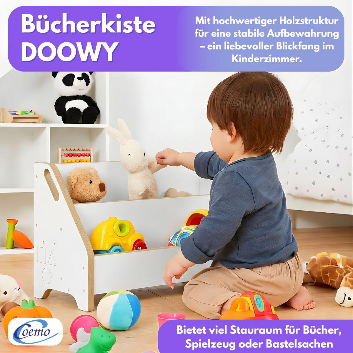 BÜCHERREGAL DOOWY Aufbewahrungsbox weiß 60x24x33 cm - Weiß, Holzwerkstoff (24/33/60cm) - Mein-Regal