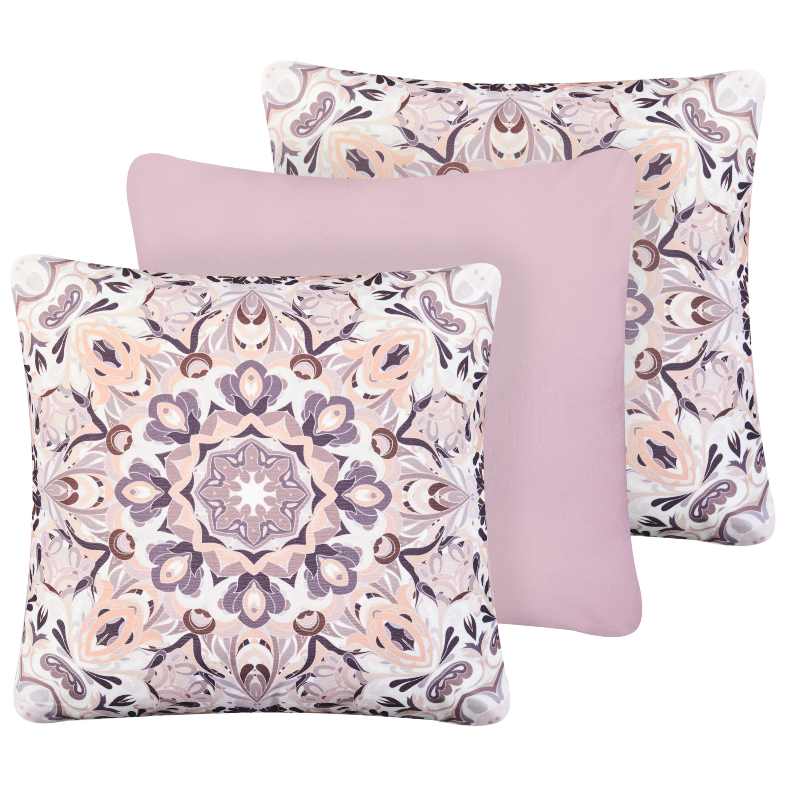GARTENKISSEN 3er-Set Bunt 45/45 cm Sammit - Pink/Beige, Textil (45/10/45cm) - Beliani