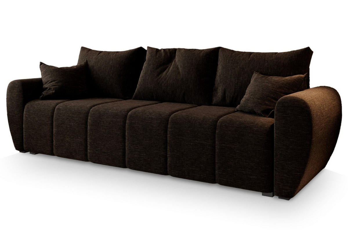 BETTSOFA MADISON Braun Dünner Stoff mit Schlaffunktion - Braun, Textil (242/82/80cm) - MASSENO