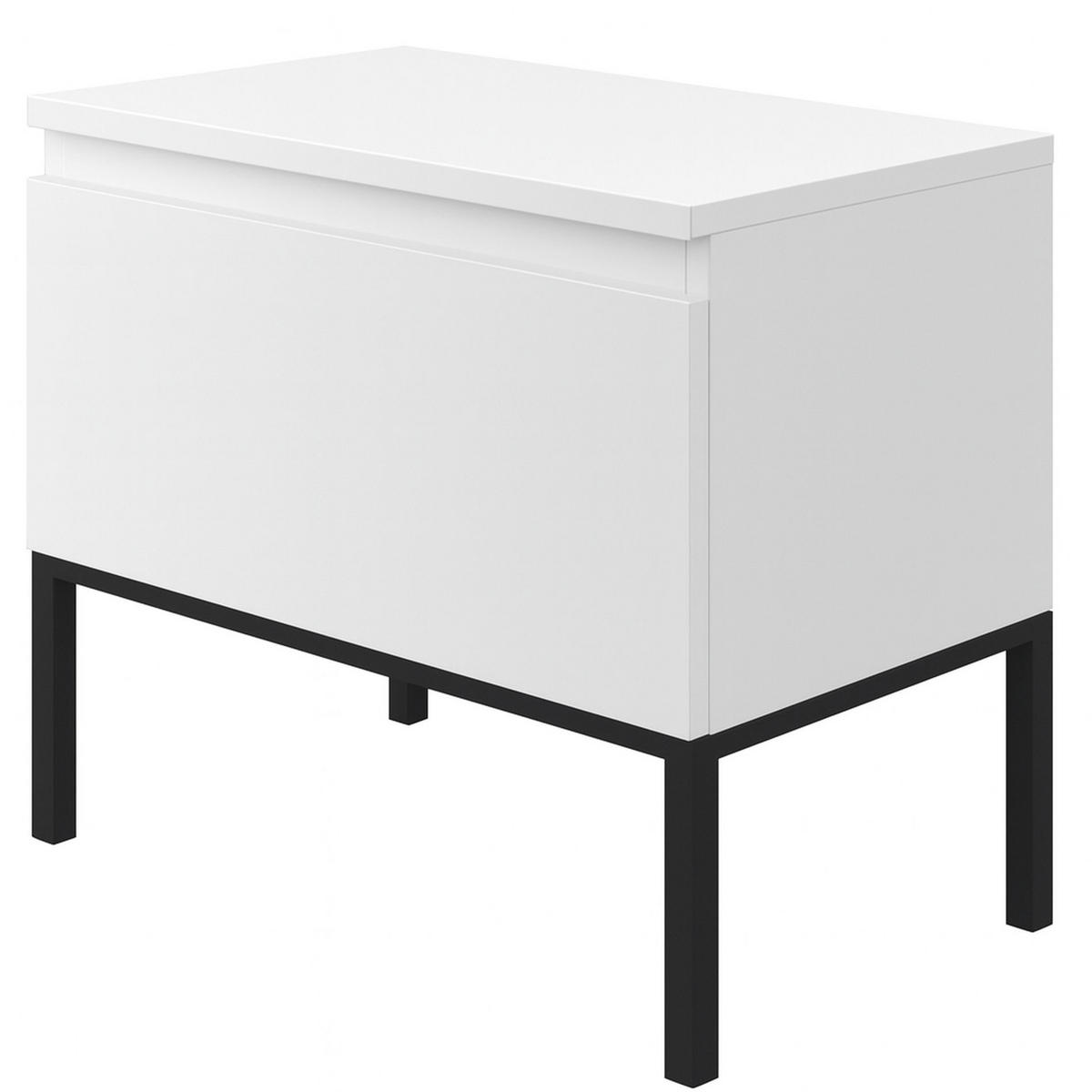 NACHTTISCH Bemmi Weiß mit Metallgestell 50 cm - Schwarz/Weiß, Holzwerkstoff/Metall (49/43/32cm) - Selsey