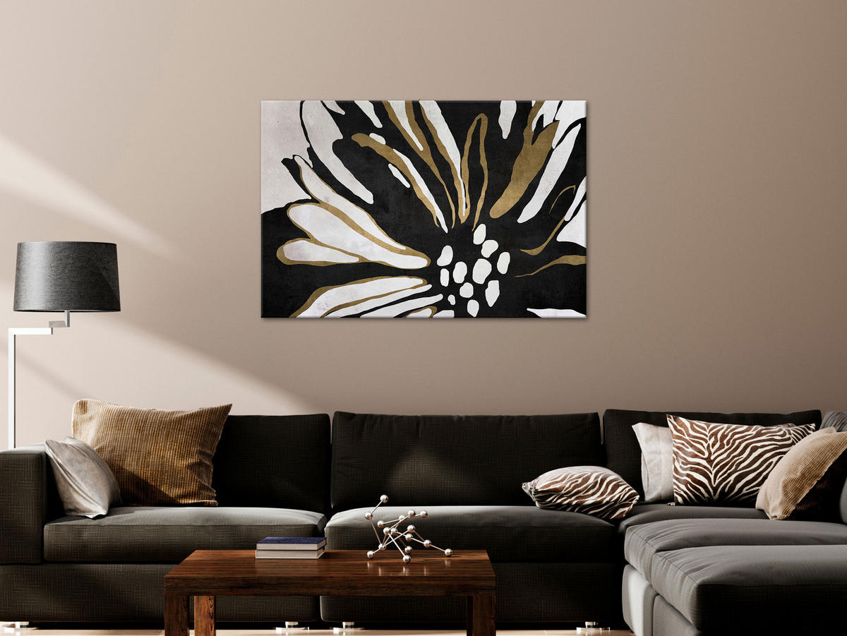 KUNSTDRUCK Schwarz-Weiß 120/80 cm - Goldfarben/Schwarz, Textil (120/80cm) - KUNSTLOFT