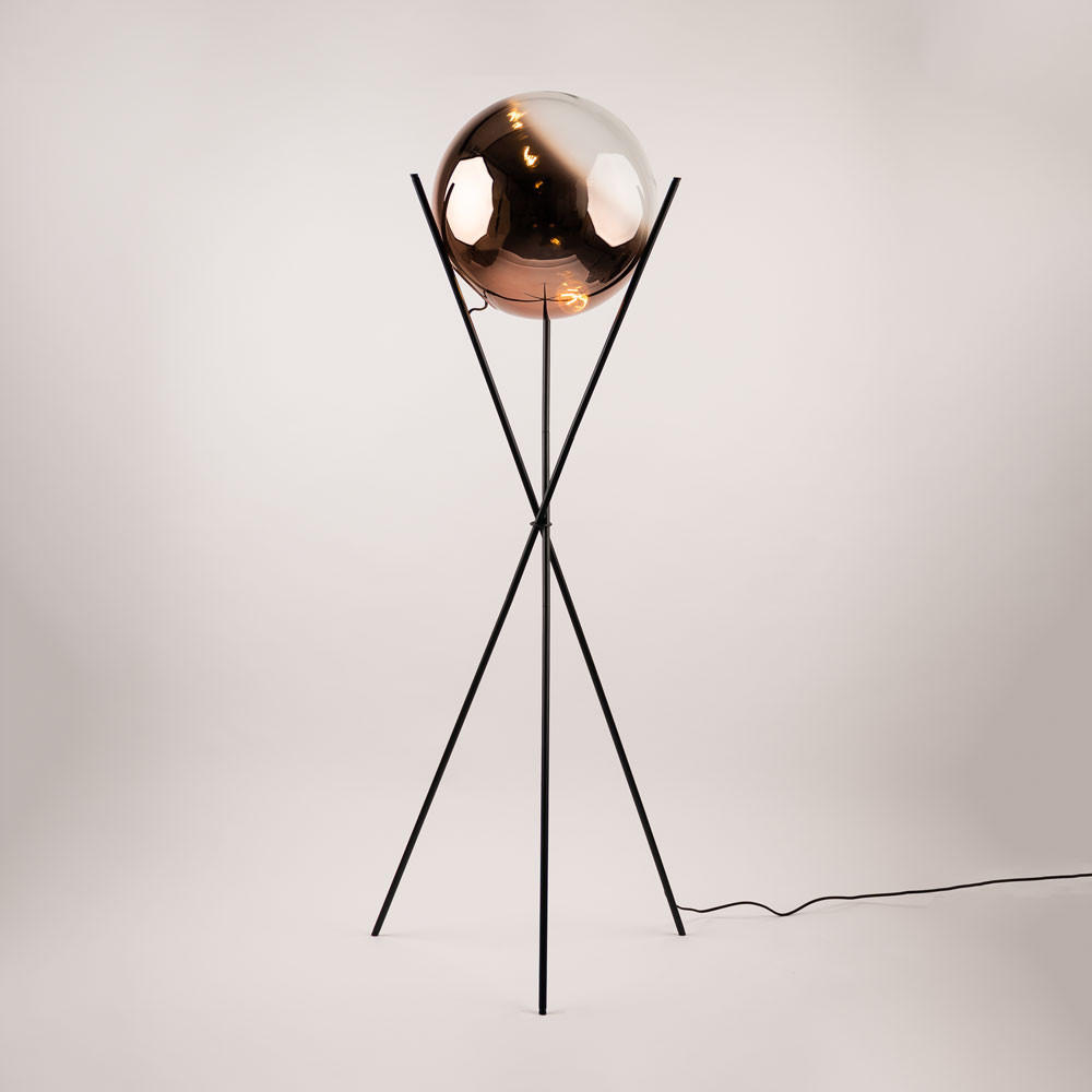 STEHLAMPE Orb Axis Kupfer Schwarz/Verlauf - Kupferfarben, Glas (40/40/160cm) - s.luce