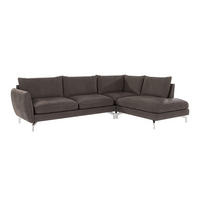 ECKSOFA Elou Braun - Khaki Microfaser - Chromfarben/Dunkelbraun, Holz/Textil (277/200cm) - S-Style Möbel