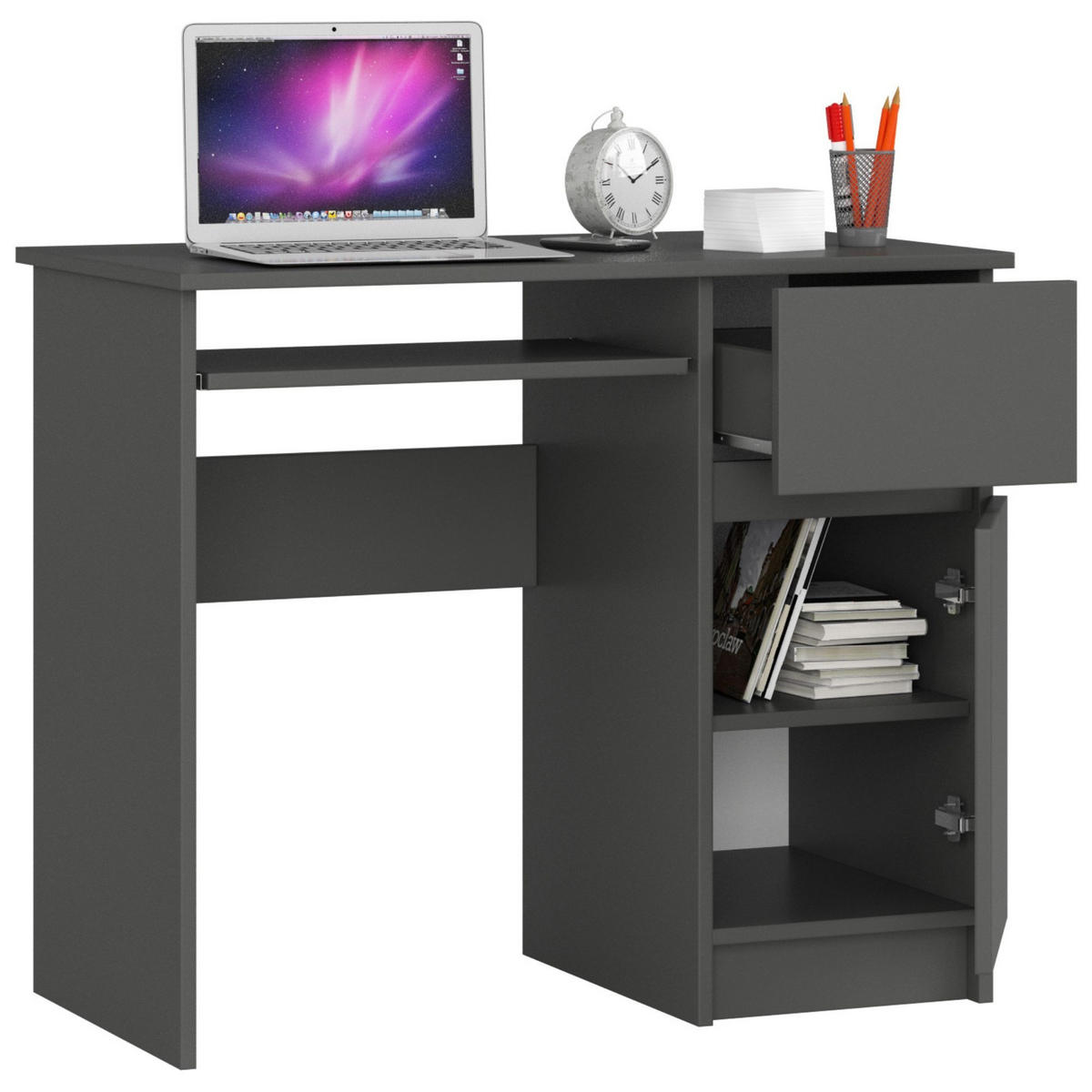 SCHREIBTISCH Graphitgrau 90x50x77 cm - Graphitfarben, Holzwerkstoff (50/90/77cm) - Akord