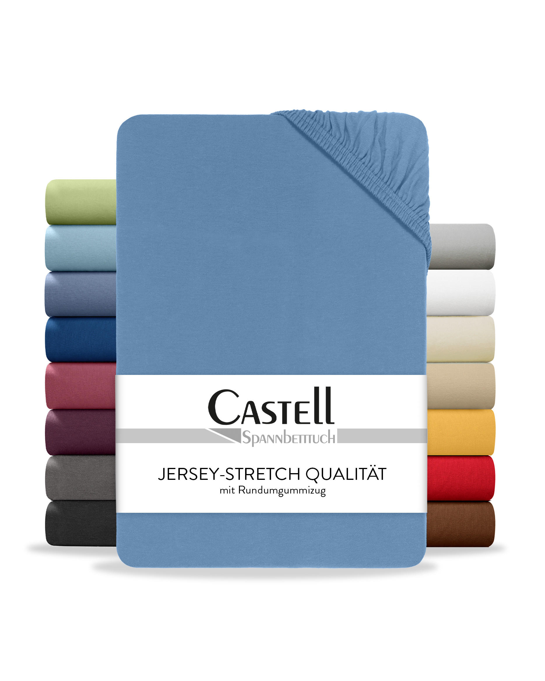 SPANNBETTTUCH Basic Jersey blau, 90x190 cm - 100x200 cm - Blau, Textil (100/200cm) - Castell