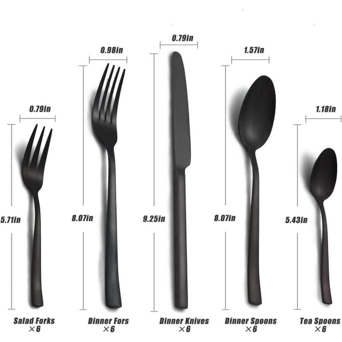 BESTECKSET für 6 Personen 30-teilig Edelstahl Mattschwarz - Schwarz, Metall