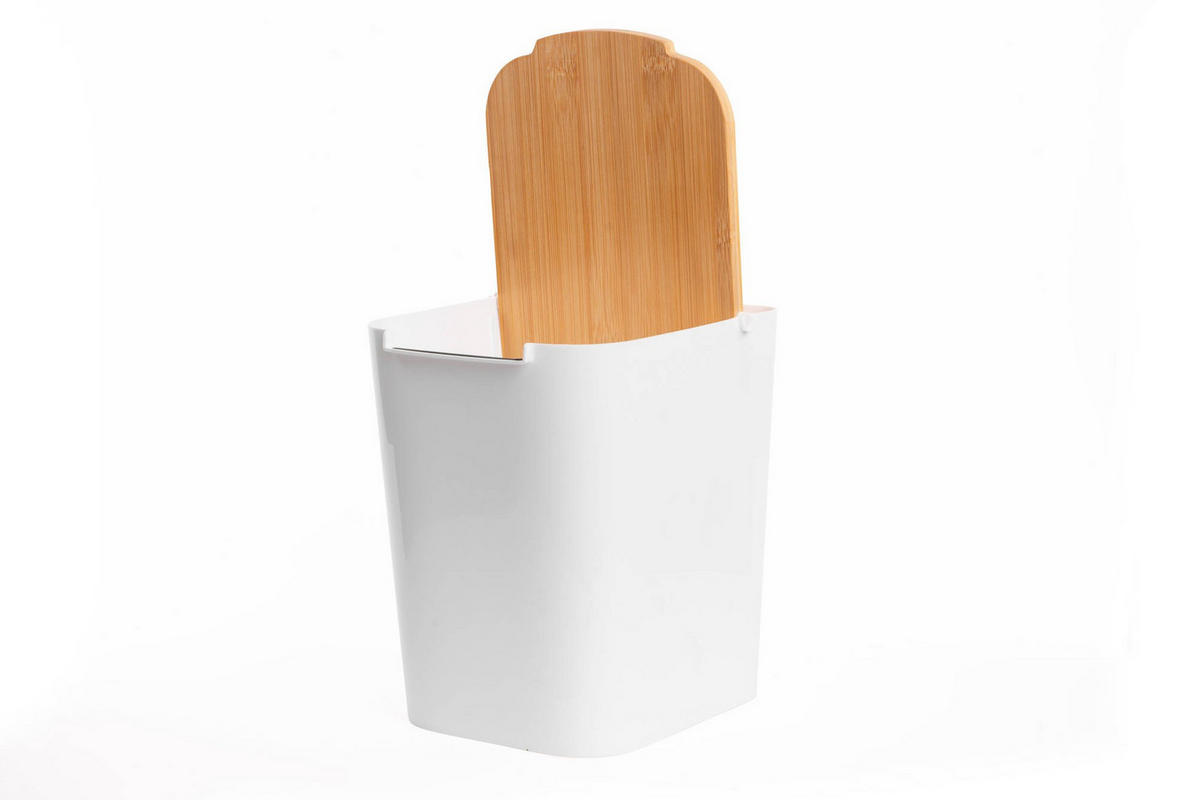 MÜLLEIMER aus Bambus 5 l 22/18/24 cm - Weiß, Naturmaterialien (18/24/22cm) - 5five Simply Smart