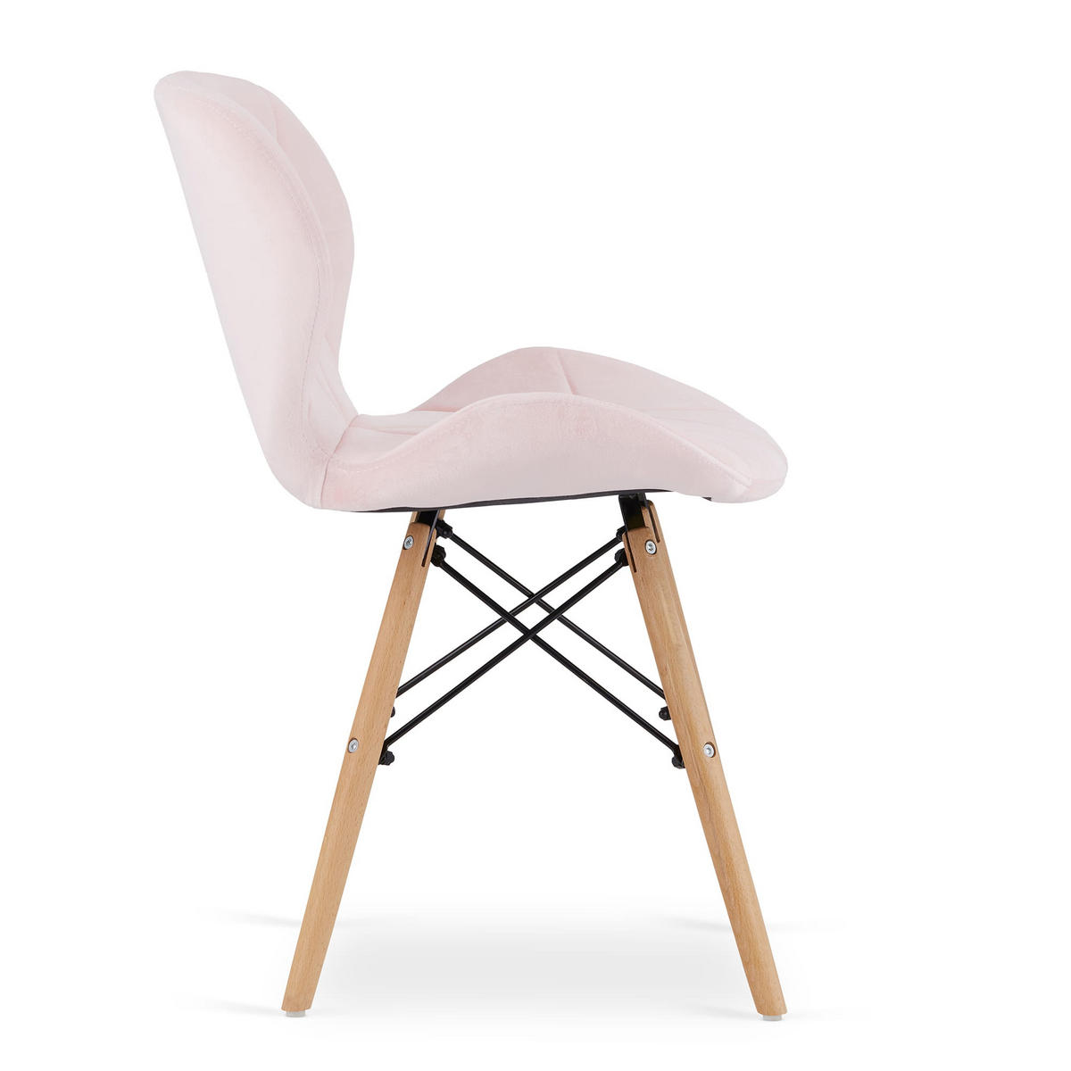 STUHL AMATRICE 4-er Set, Rosa, mit Samtstoff gepolstert - Rosa, Holz/Textil (48/74/53cm) - Komodee