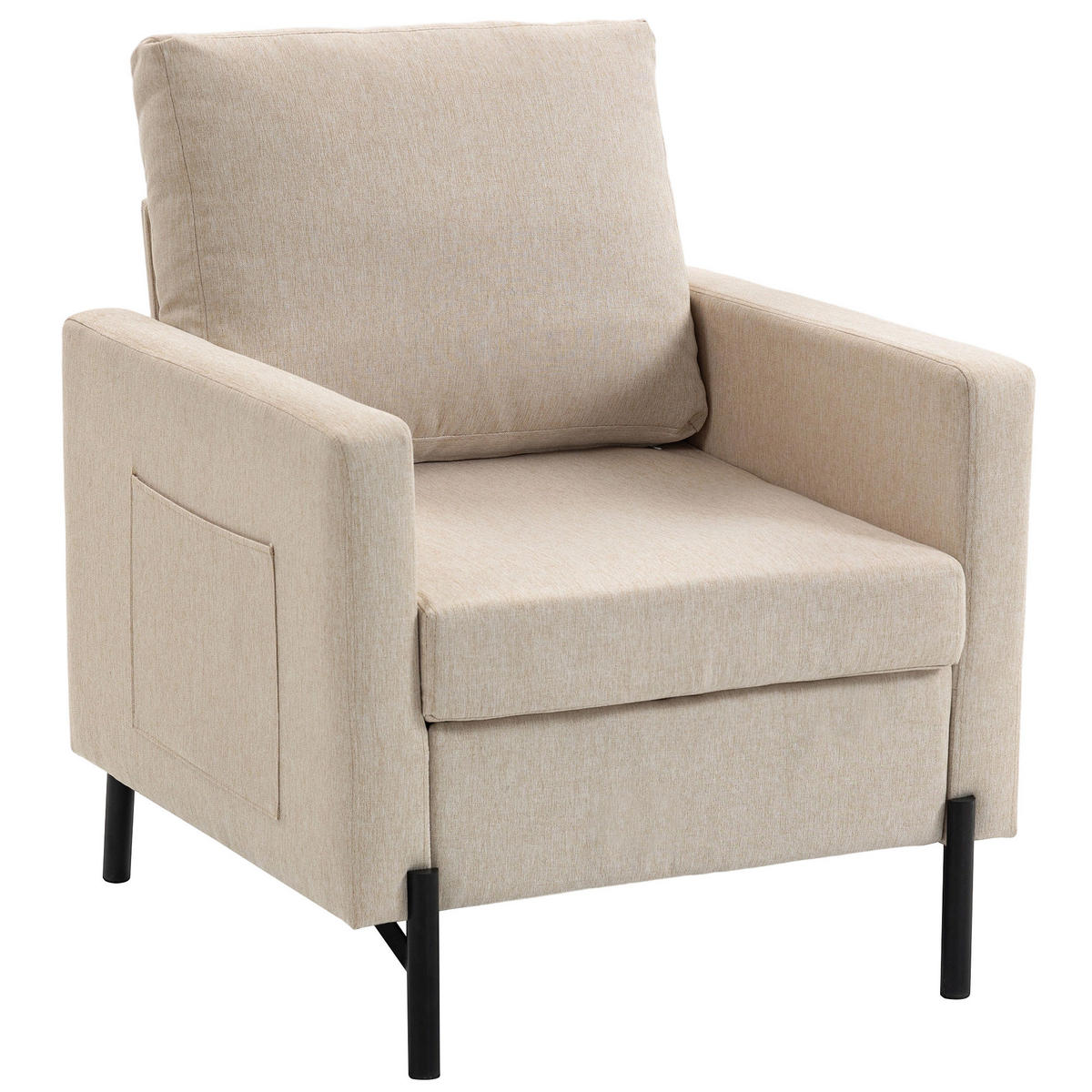 SESSEL DE-13514 mit Armlehnen, breite Sitzfläche Beige - Beige, Metall (73/87/77cm) - ComfortXL