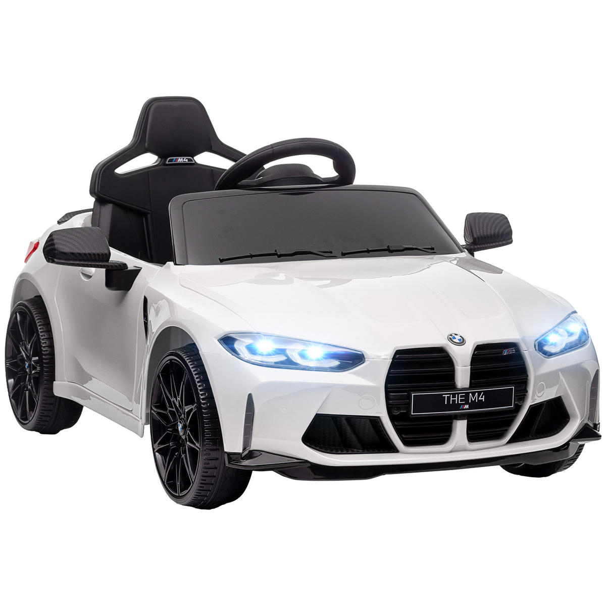 KINDER Elektroauto, Sound & Licht, für 3-5 Jahre, Weiß - Weiß, Kunststoff/Metall (108/69.5/51cm) - AIYAPLAY