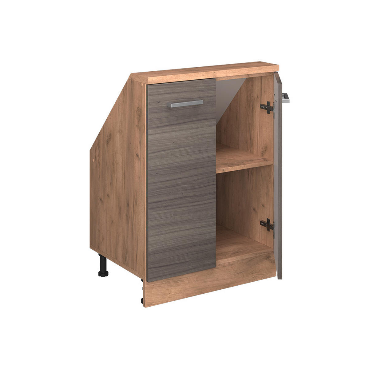 KUCHYŇSKÁ SKŘÍŇKA POD ŠIKMOU STŘECHU R-Line Ušlechtilý šedý/zlatý dub - šedá/medově dubová, kompozitní dřevo (60/81.6/46cm) - Vicco