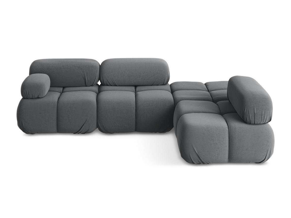 ECKSOFA Rechts Samt Stoff Grau - Dunkelgrau/Schwarz, Kunststoff/Textil (285/190cm) - Makamii