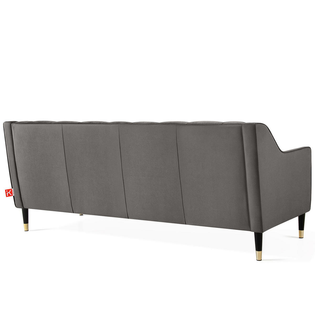 3-SITZER-SOFA NOMUS Velours, gesteppt, Grau - Wengefarben/Grau, Holz/Holzwerkstoff (192/78/80cm) - KONSIMO®