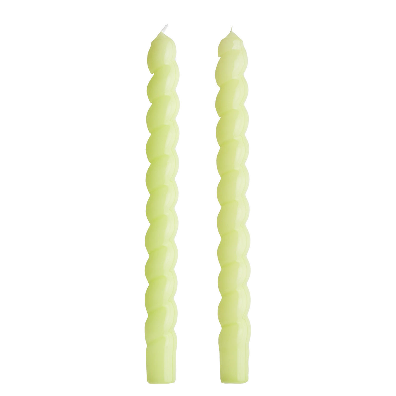 STABKERZEN (2er Set) Twisted lackiert - Hellgrün, Naturmaterialien/Paraffin (2/25/2cm) - Butlers